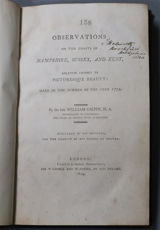 Gilpin, William - Observations on the Coasts of Hampshire, Sussex and Kent. 8vo, contemporary half calf,